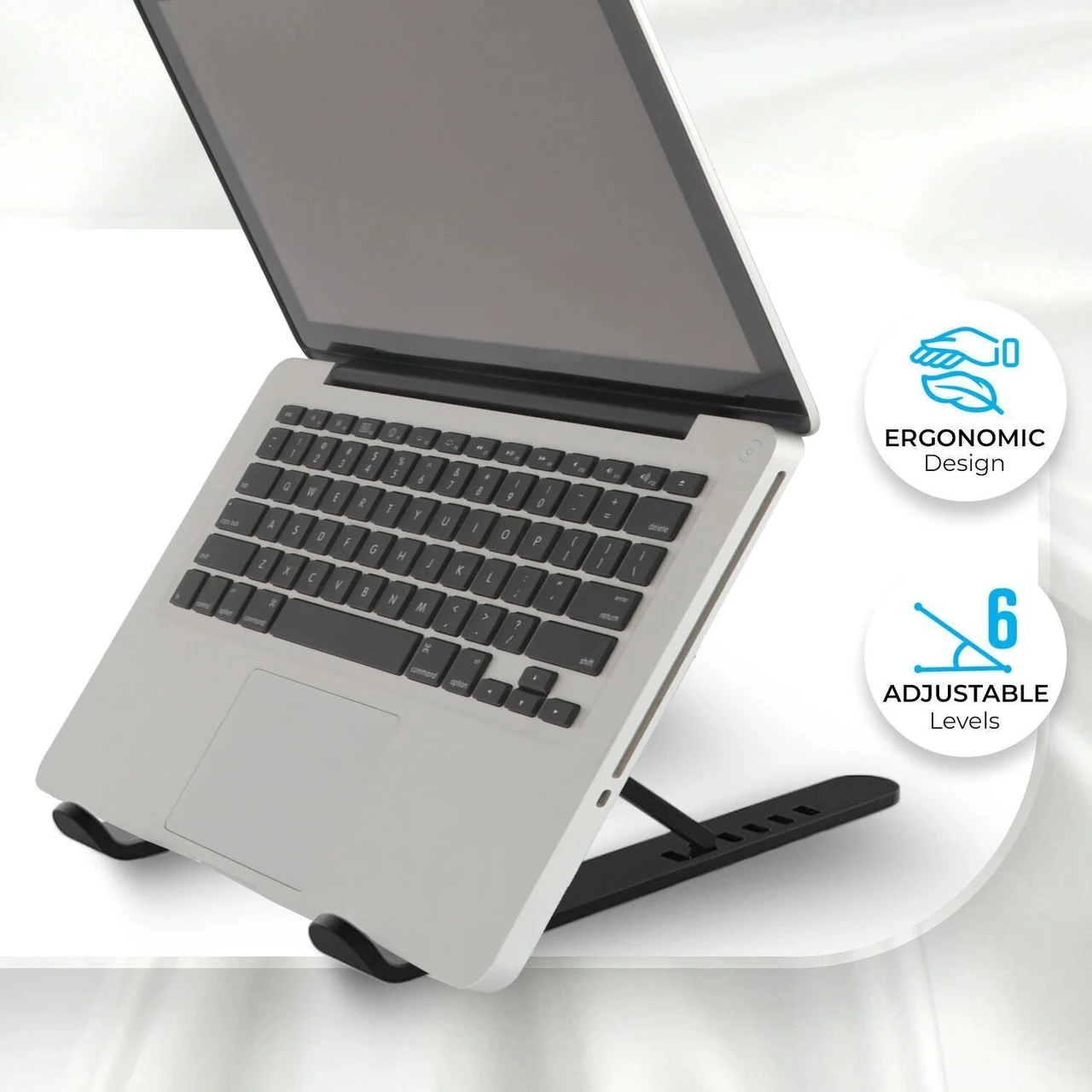 ZEBRONICS Zeb-NS1000 Zeb - NS1000 Plastic Laptop Stand with Adjustable Height with Rubber Pads and 6 Adjustable Levels- Compatible with 40 - 44cm Laptops (Black) - Image 3
